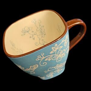 Temp-tations Floral Lace Sky Blue 12oz Mugs Set of 4 by Tara Ovenware